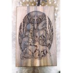 Svatý Hubert - reliéf z ořechového dřeva 60x40cm