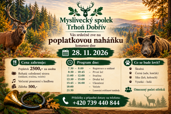 Pozvánka na naháňku na černou a vysokou zvěř